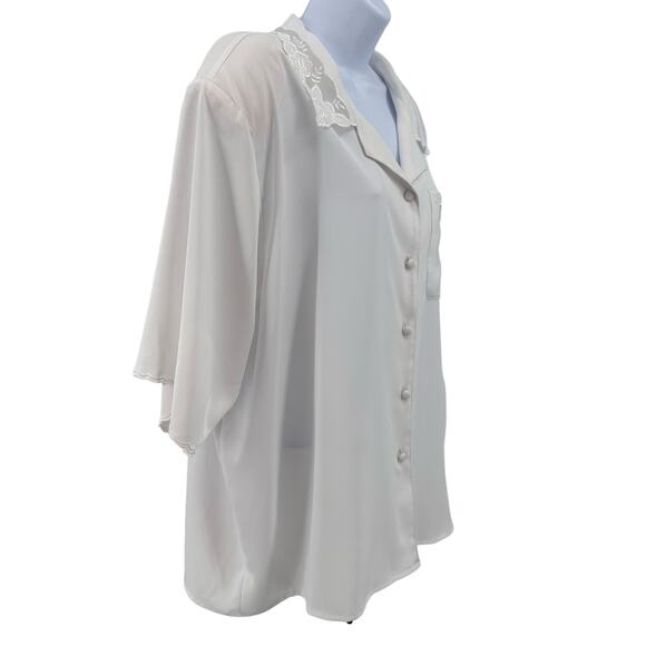 Yves St. Clair 2 White Blouse with Lace Detail & Shoulder Pads Womens Plus 22W - Picture 10 of 12